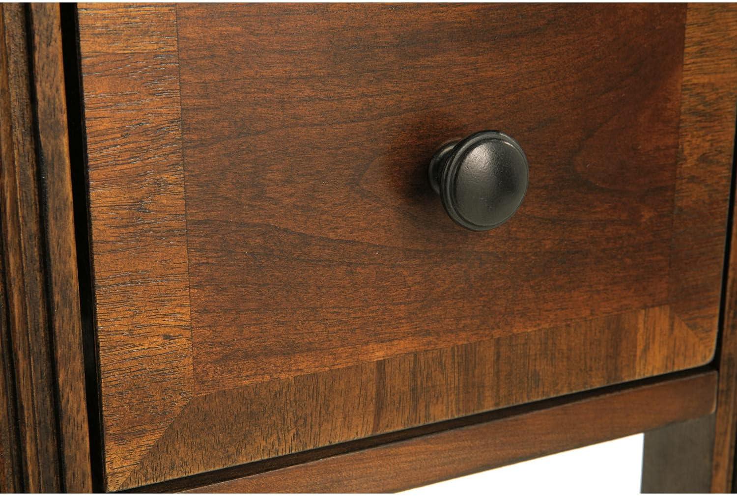 imageSignature Design by Ashley Breegin Chair Side End Table 1 Drawer 1 Fixed Shelf Veneers Wood 1313quot W x 2213quot D x 23quot H BrownMedium Brown