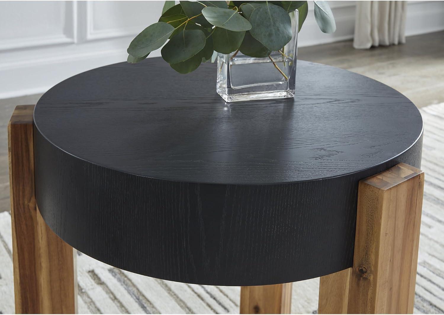 imageSignature Design by Ashley Breenmore Modern Table with 3 Legs Set of 2 Black ampamp Light Brown