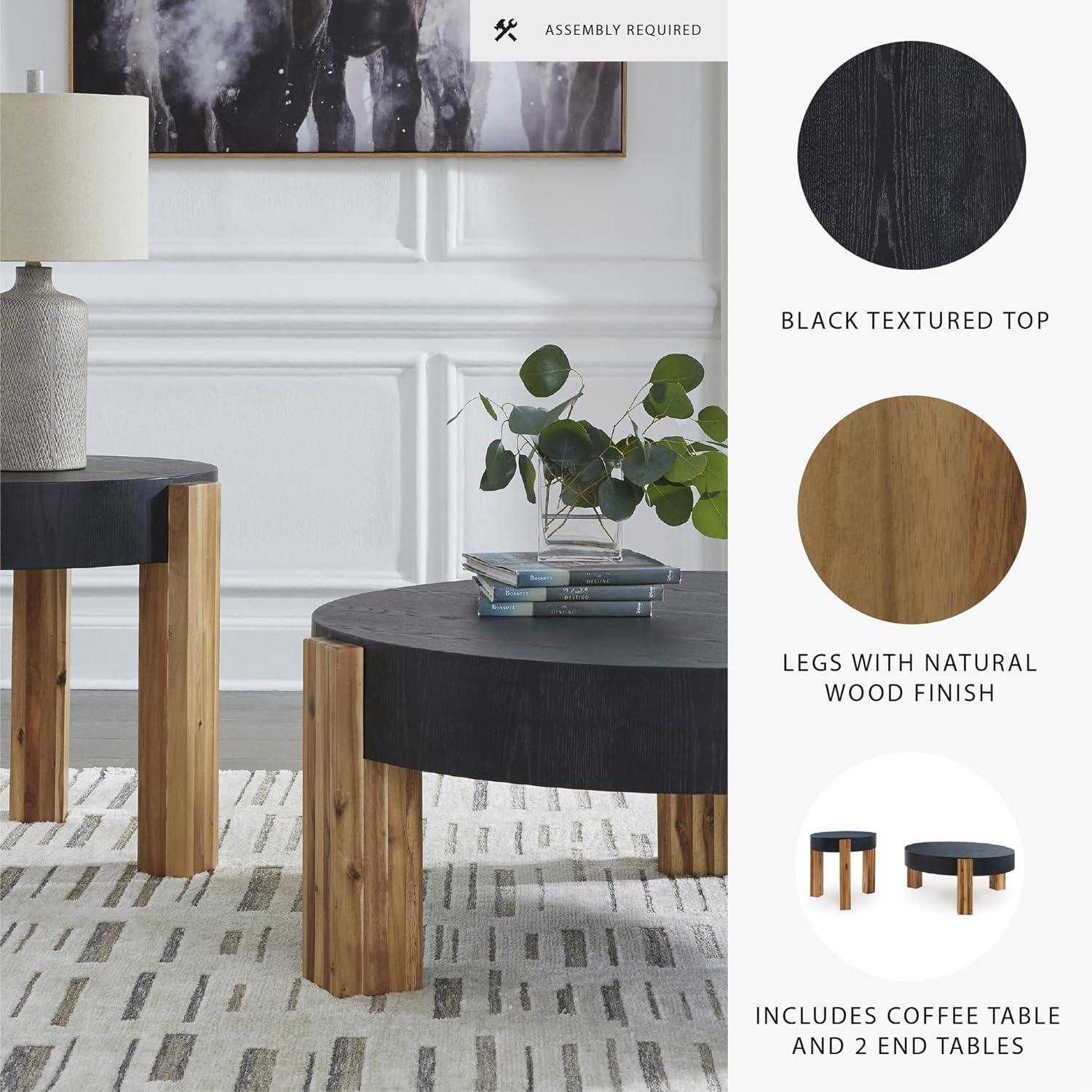 imageSignature Design by Ashley Breenmore Modern Table with 3 Legs Set of 2 Black ampamp Light Brown