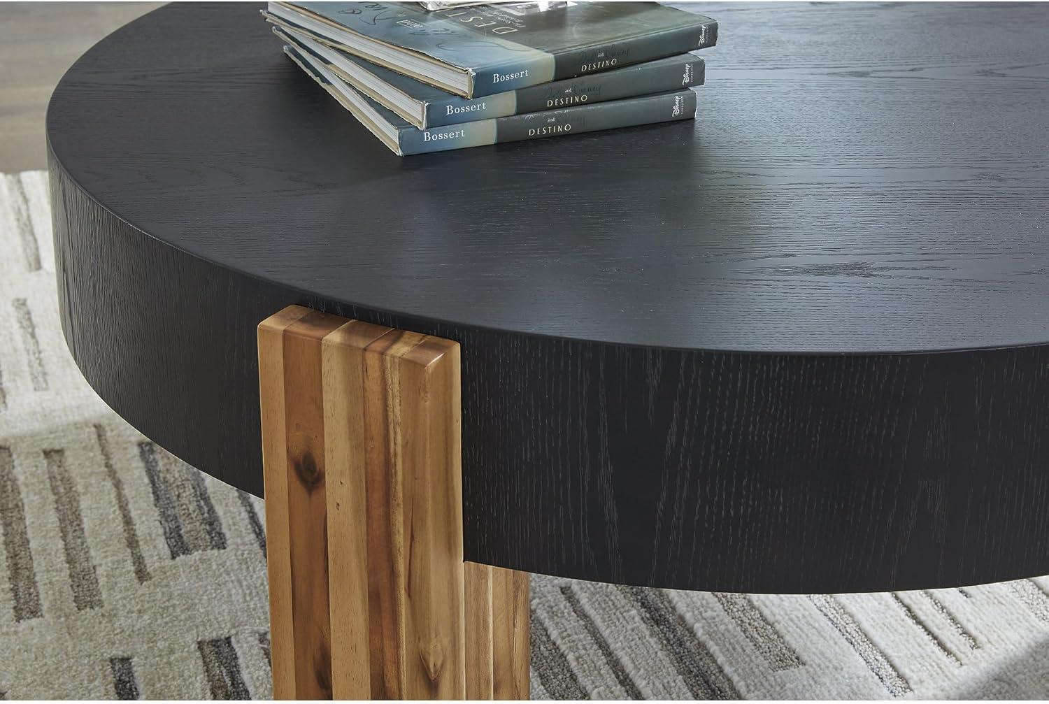imageSignature Design by Ashley Breenmore Modern Table with 3 Legs Set of 2 Black ampamp Light Brown