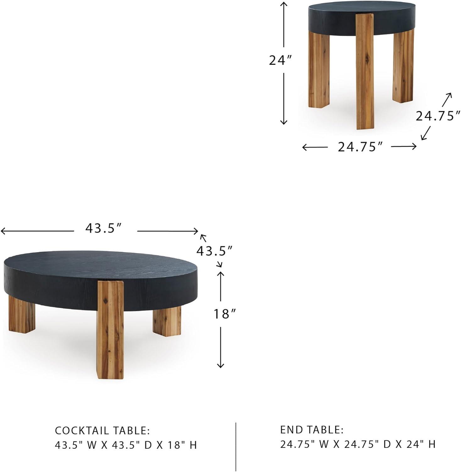 imageSignature Design by Ashley Breenmore Modern Table with 3 Legs Set of 2 Black ampamp Light Brown