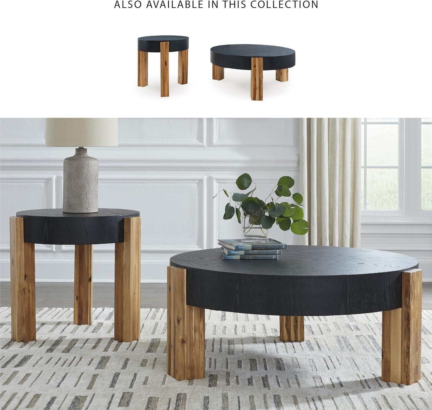 imageSignature Design by Ashley Breenmore Modern Table with 3 Legs Set of 2 Black ampamp Light Brown