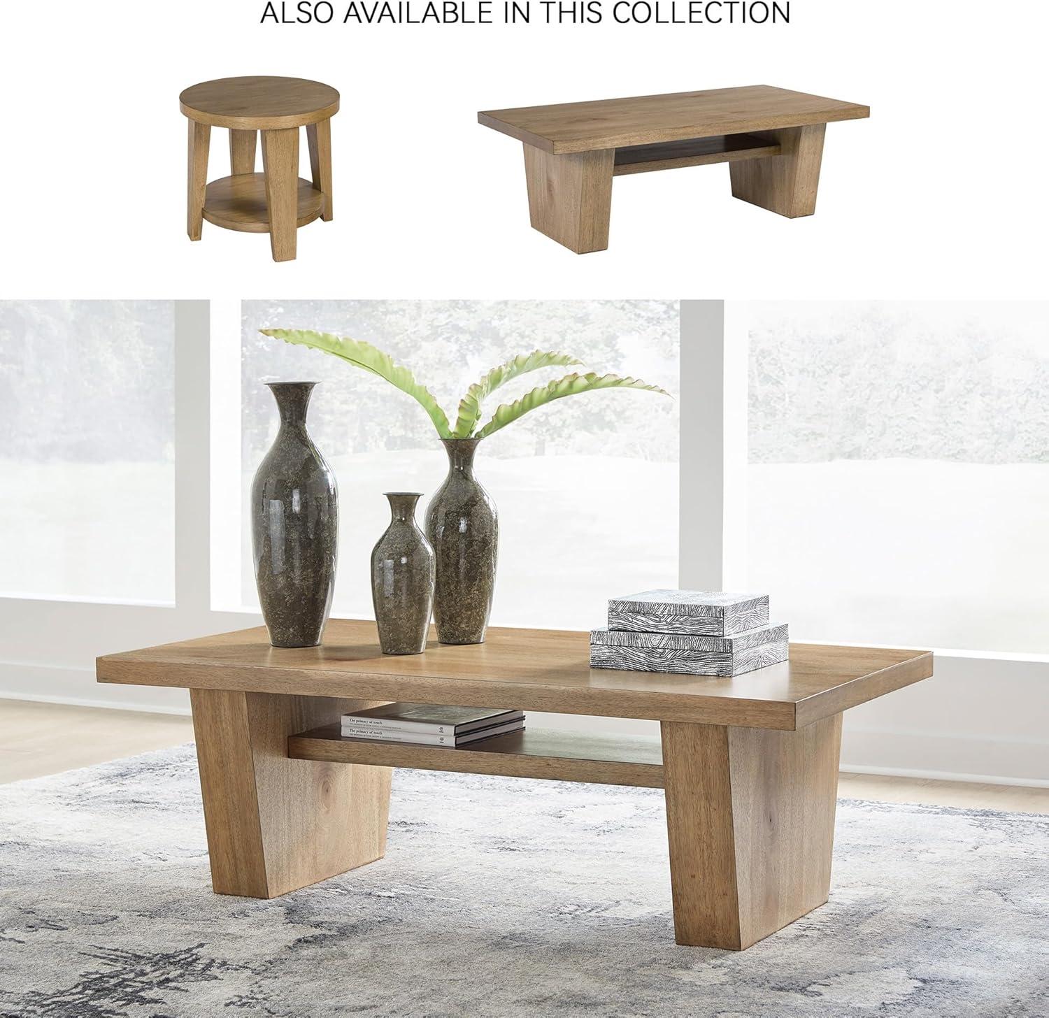 imageSignature Design by Ashley Brendalhouse Casual Coffee Table with Faux Cement Top Bottom Shelf and Casters Light Brown ampamp WhiteLight Brown