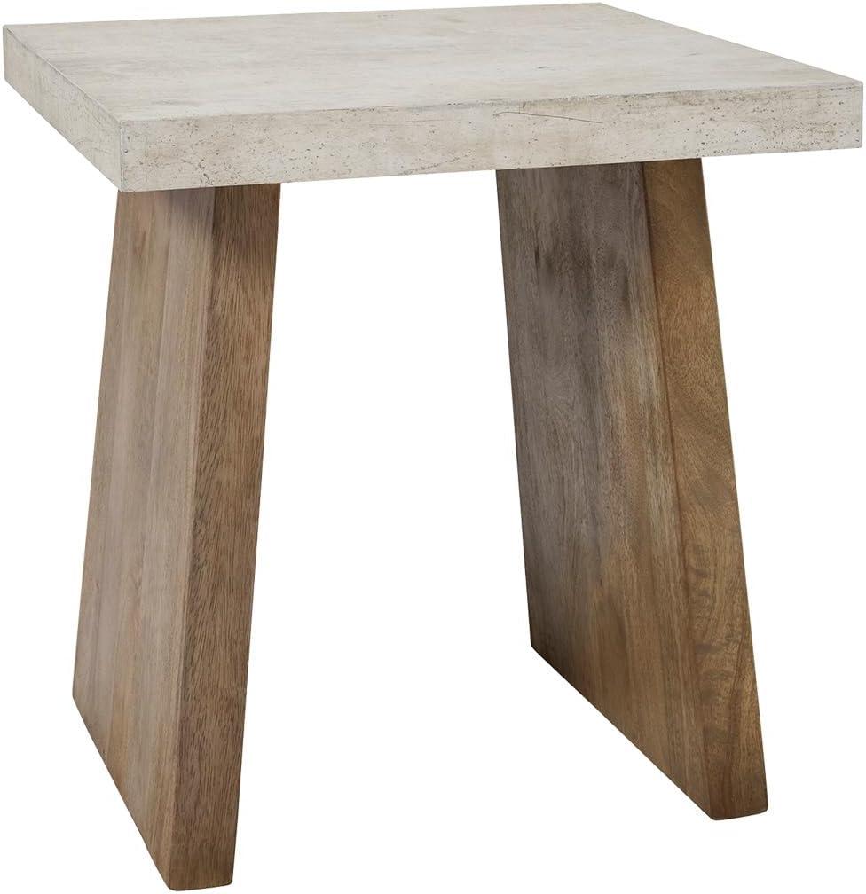 imageSignature Design by Ashley Brendalhouse Casual Coffee Table with Faux Cement Top Bottom Shelf and Casters Light Brown ampamp WhiteTwo Toned