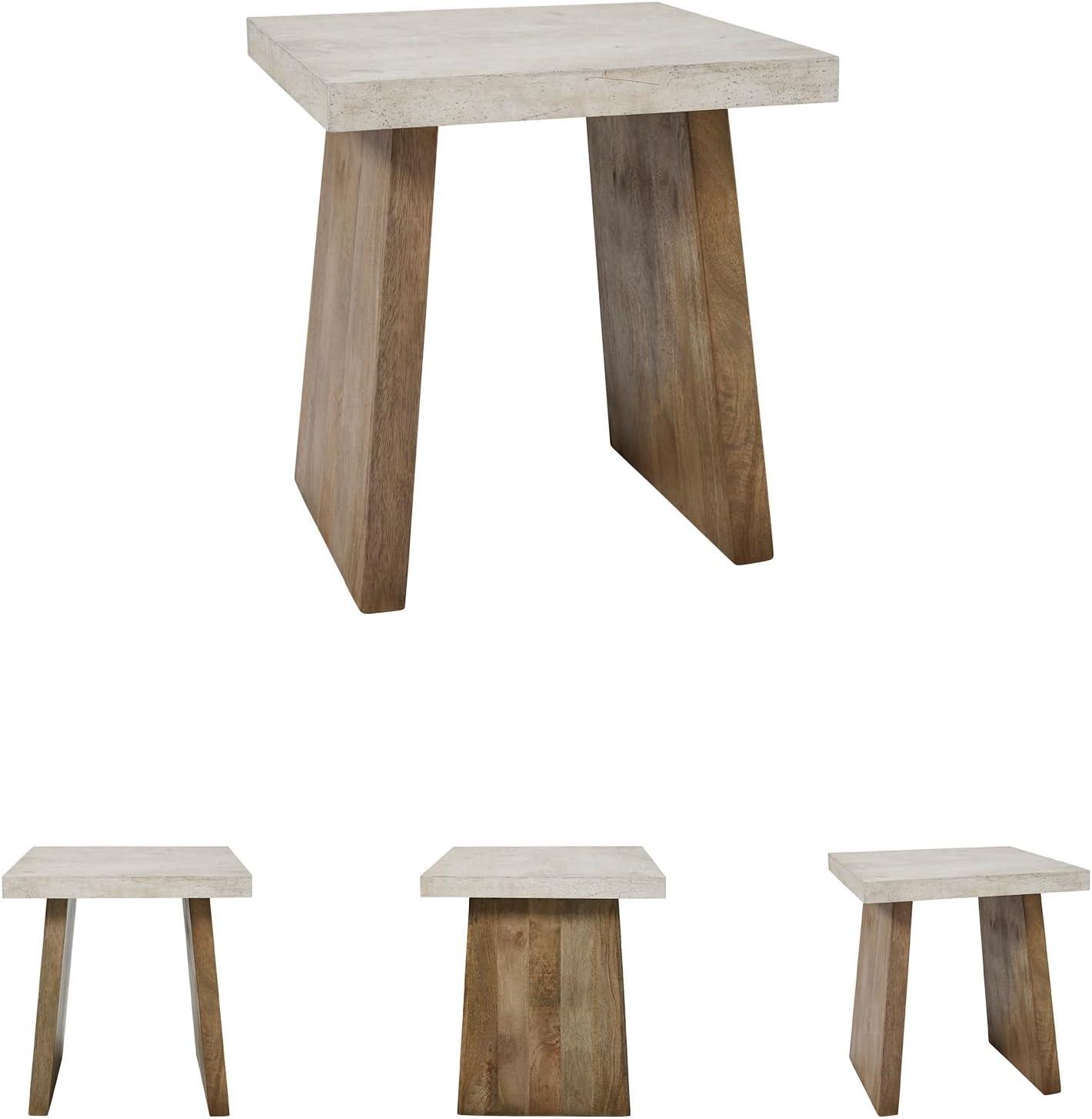 imageSignature Design by Ashley Brendalhouse Casual Coffee Table with Faux Cement Top Bottom Shelf and Casters Light Brown ampamp WhiteTwo Toned