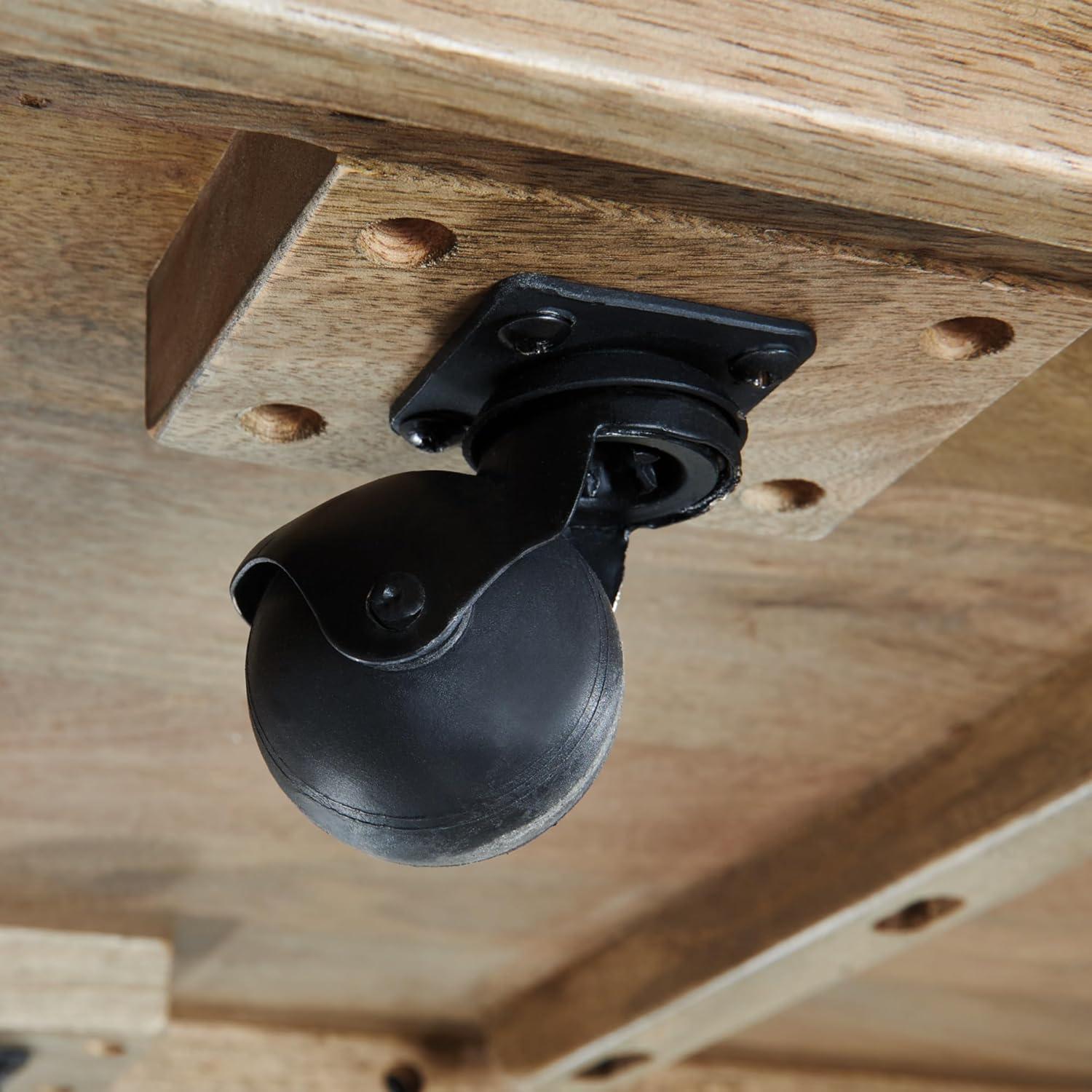 imageSignature Design by Ashley Brendalhouse Casual Coffee Table with Faux Cement Top Bottom Shelf and Casters Light Brown ampamp WhiteTwo Toned