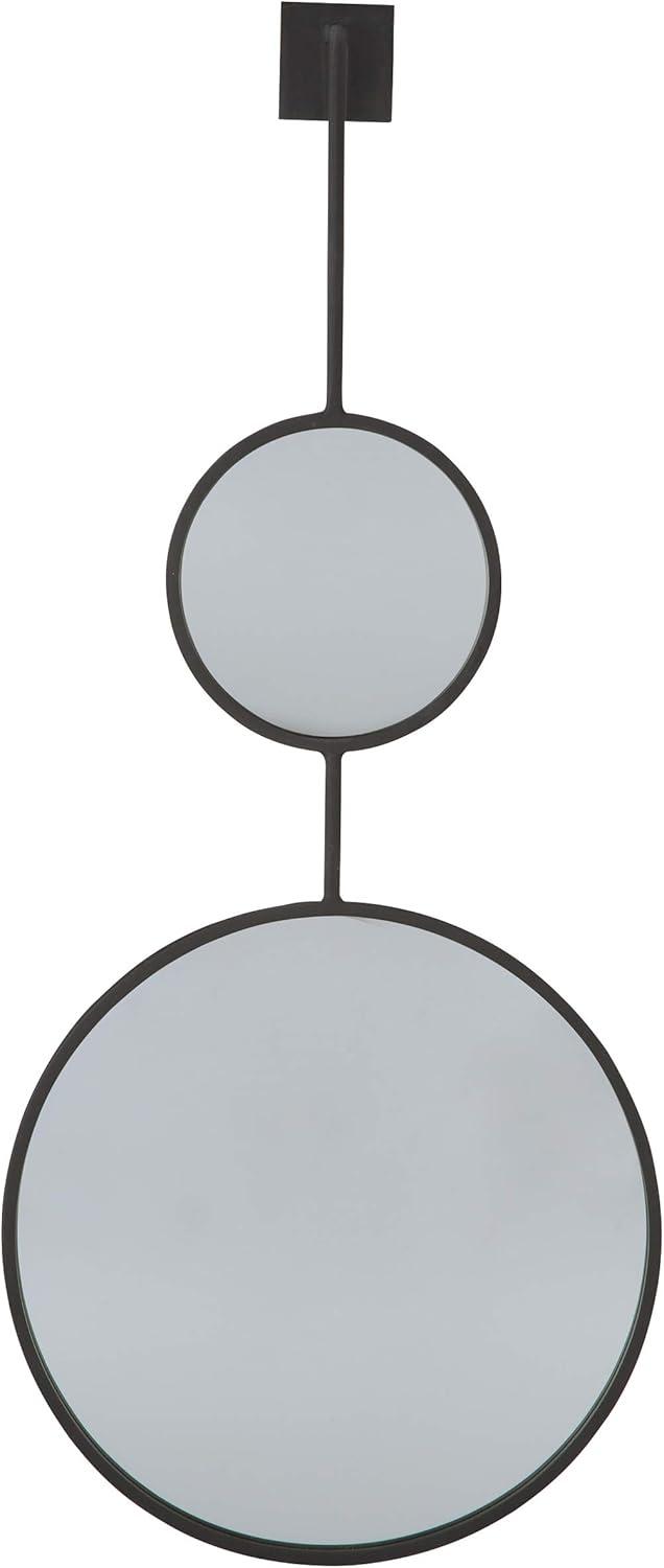imageSignature Design by Ashley Brewer Modern Minimalist Round Stacked Accent Mirror BlackBlack