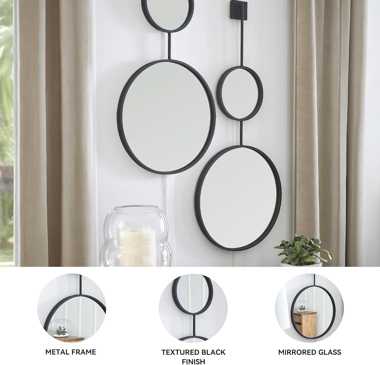 imageSignature Design by Ashley Brewer Modern Minimalist Round Stacked Accent Mirror BlackBlack