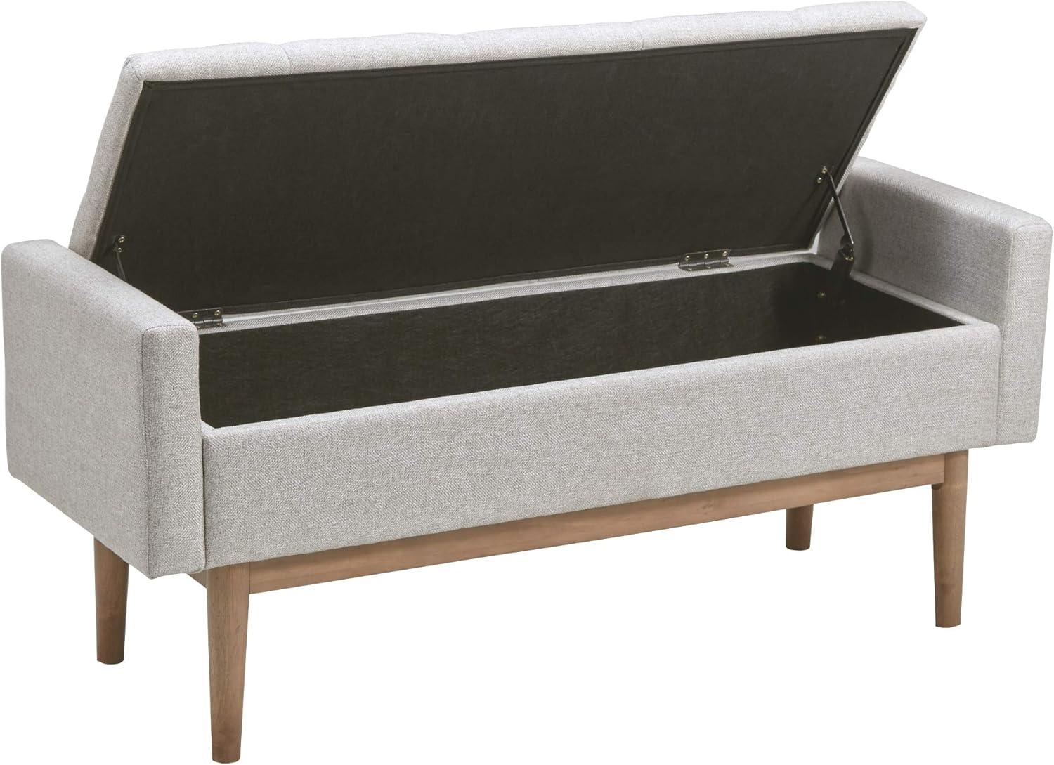 imageSignature Design by Ashley Briarson Tufted Upholstered Accent Bench with Storage Beige ampamp Brown