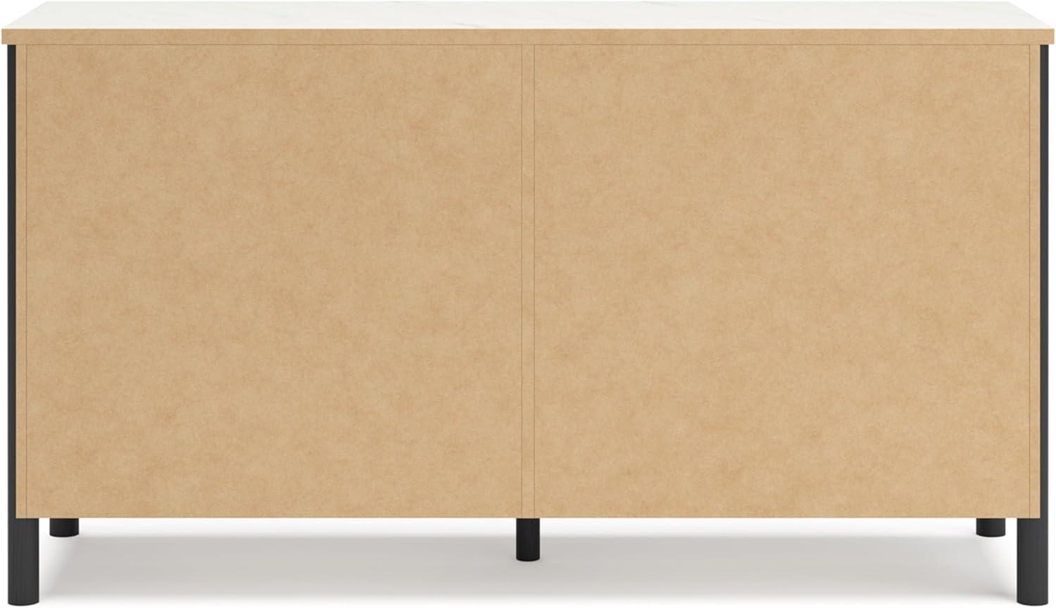 imageSignature Design by Ashley Cadmori Casual Bohemian Dresser with Post Legs and 6 Drawers Replicated Marble Top Wood 35quot High White and Light Brown FinishBlack White