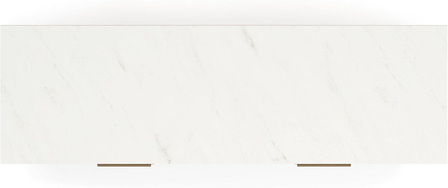 imageSignature Design by Ashley Cadmori Casual Bohemian Dresser with Post Legs and 6 Drawers Replicated Marble Top Wood 35quot High White and Light Brown FinishBlack White