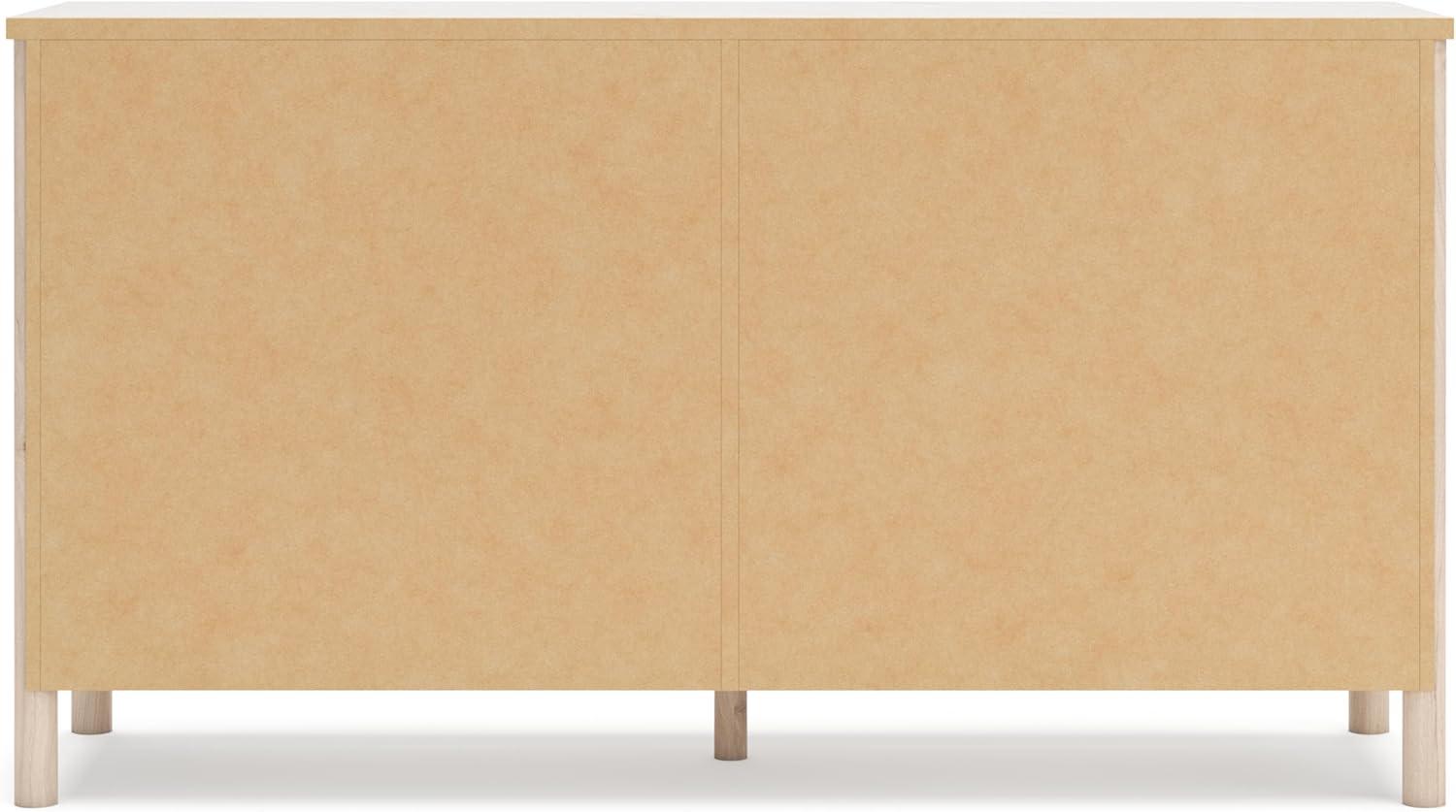 imageSignature Design by Ashley Cadmori Casual Bohemian Dresser with Post Legs and 6 Drawers Replicated Marble Top Wood 35quot High White and Light Brown FinishLight Brown White