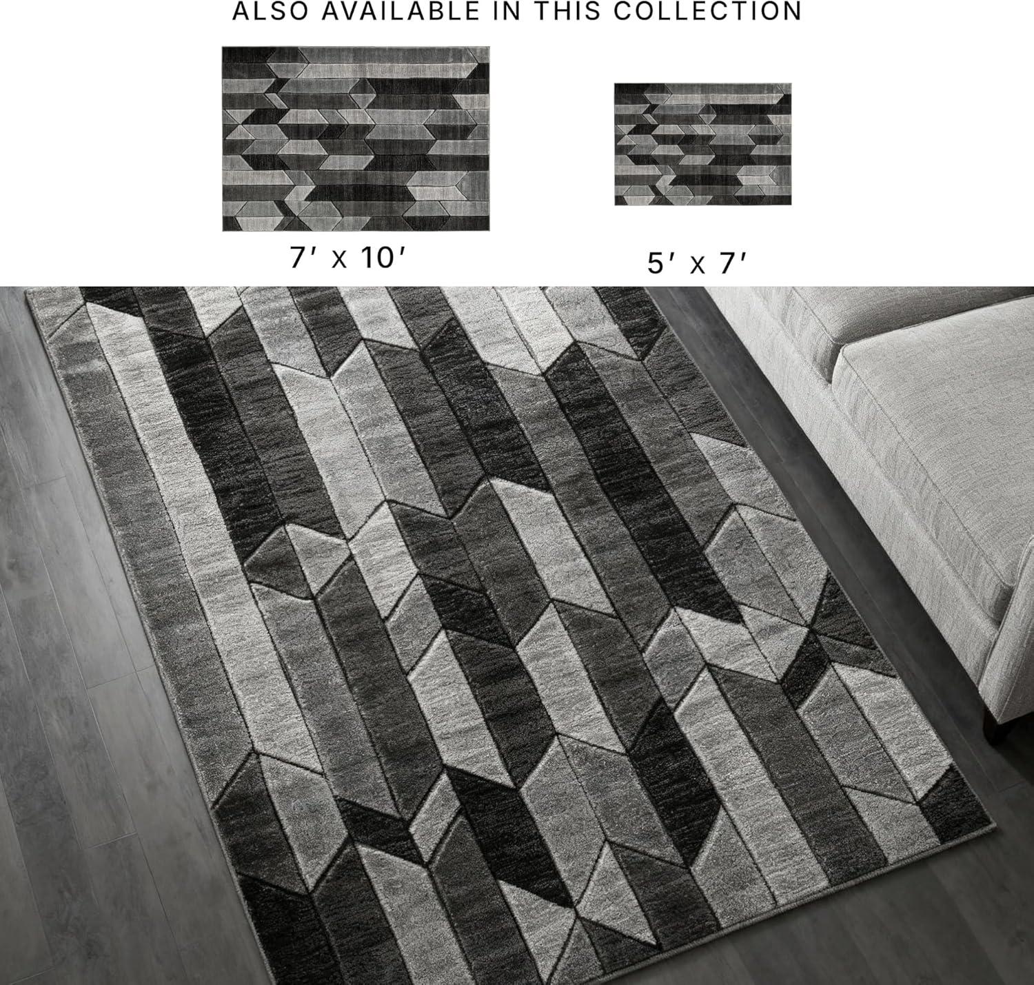 imageSignature Design by Ashley Chayse Urban 5 x 7 Medium Pile Rug with Hand Carved Detailing Black ampamp Gray5 x 67 Rectangular