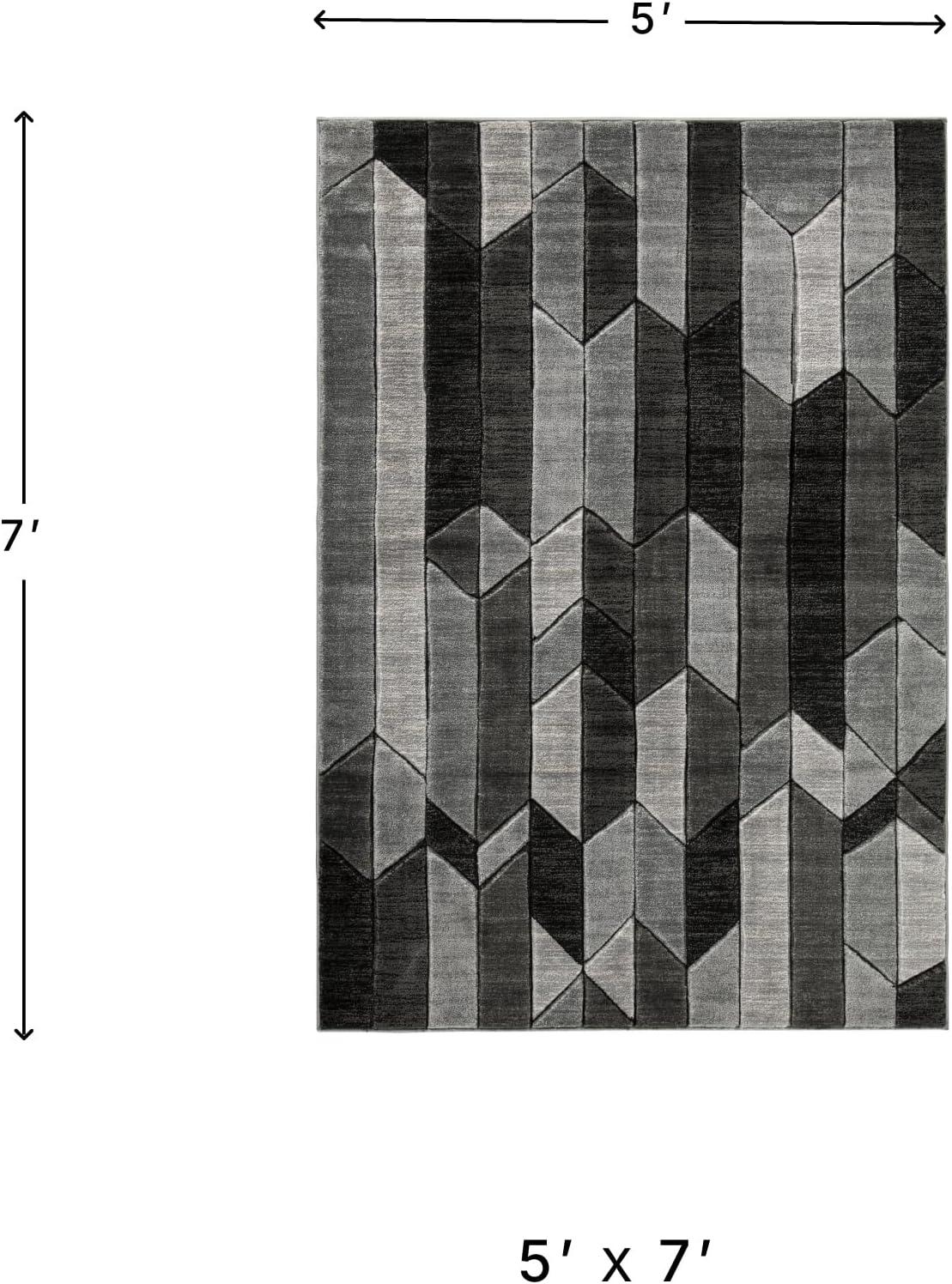 imageSignature Design by Ashley Chayse Urban 5 x 7 Medium Pile Rug with Hand Carved Detailing Black ampamp Gray5 x 67 Rectangular