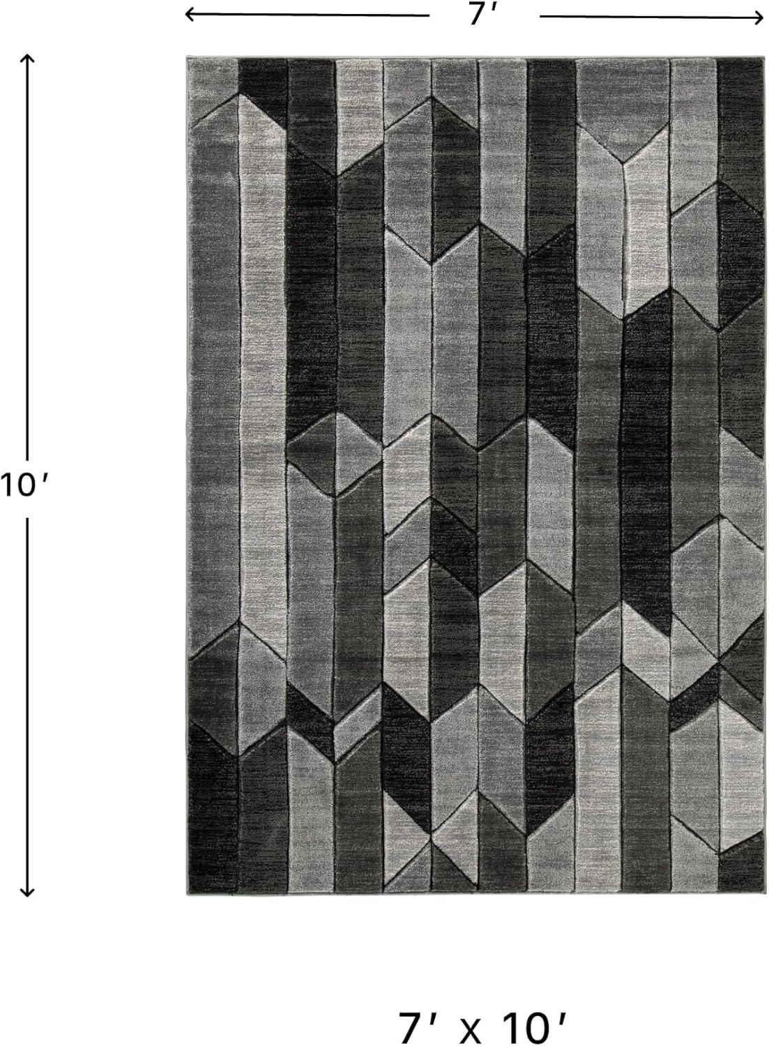 imageSignature Design by Ashley Chayse Urban 5 x 7 Medium Pile Rug with Hand Carved Detailing Black ampamp Gray66 x 96 Rectangular