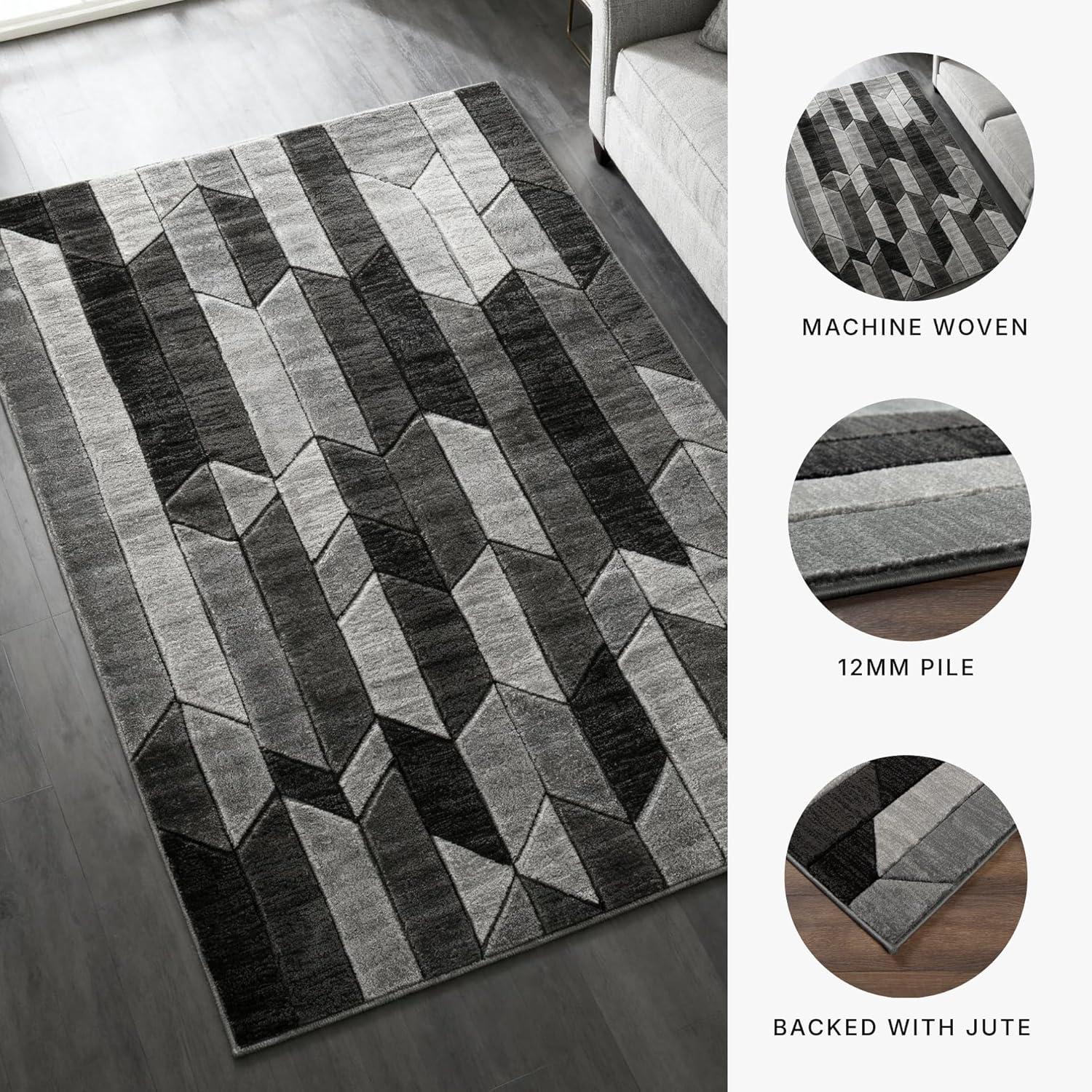 imageSignature Design by Ashley Chayse Urban 5 x 7 Medium Pile Rug with Hand Carved Detailing Black ampamp Gray66 x 96 Rectangular