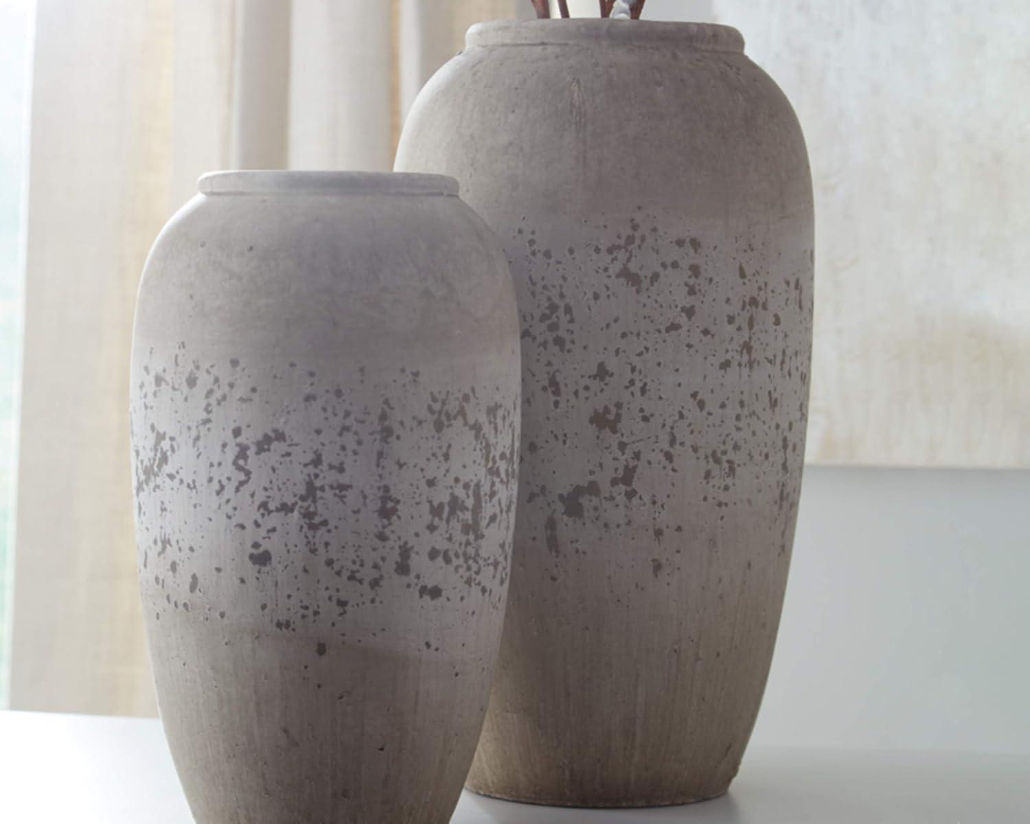 imageSignature Design by Ashley Dimitra Painted Ceramic 2 Piece Decorative Vase Set Light Gray