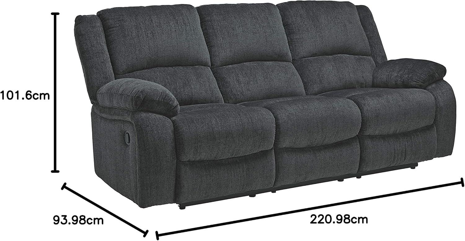 imageSignature Design by Ashley Draycoll Contemporary Manual Pull Tab Reclining Sofa Dark GrayGrey