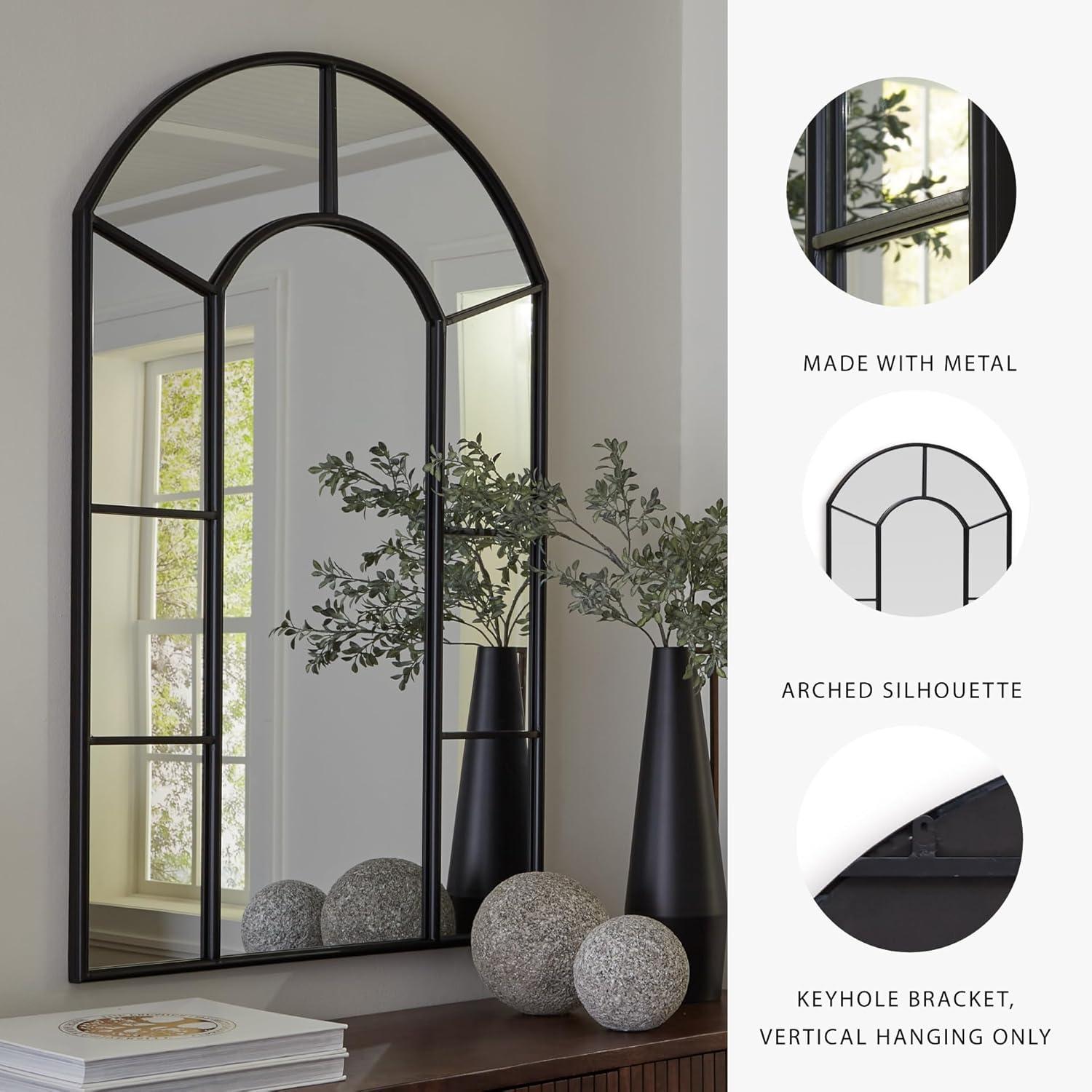 imageSignature Design by Ashley Evengton Modern Arched Wall Mounted Metal Accent Mirror Black