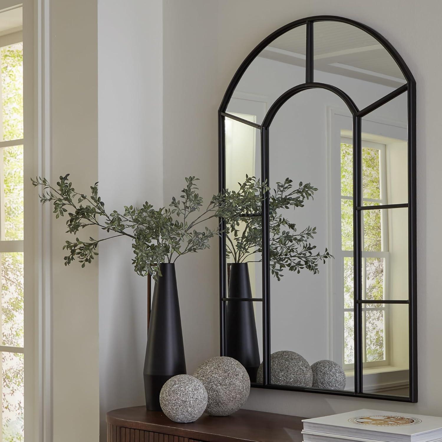 imageSignature Design by Ashley Evengton Modern Arched Wall Mounted Metal Accent Mirror Black