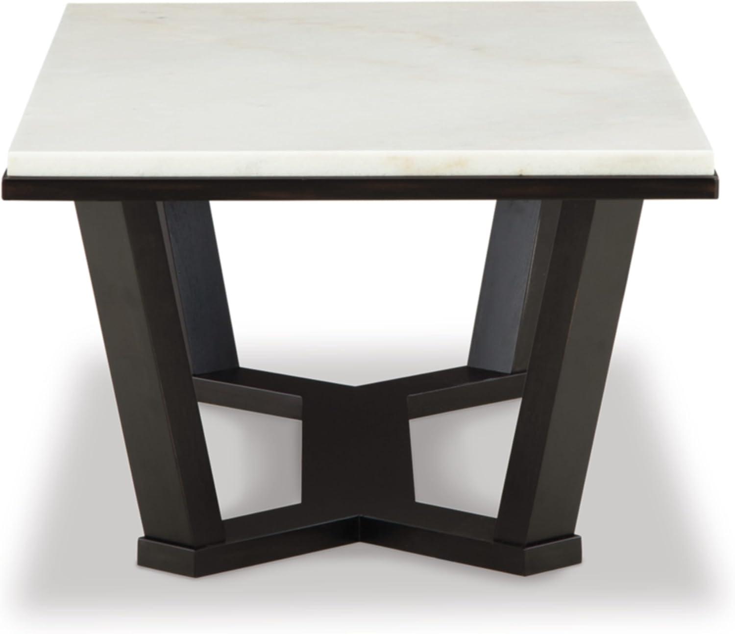 imageSignature Design by Ashley Fostead Contemporary Rectangular Coffee Table with Marble Top White Marble ampamp Dark Brown