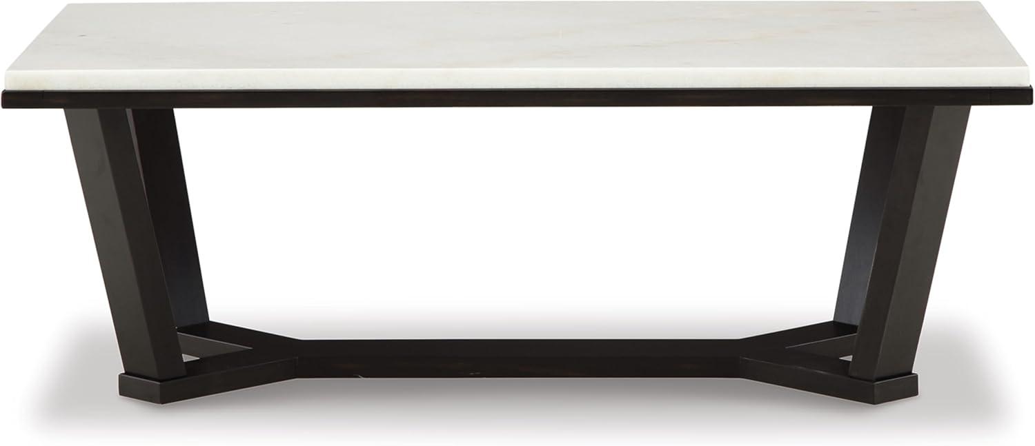 imageSignature Design by Ashley Fostead Contemporary Rectangular Coffee Table with Marble Top White Marble ampamp Dark Brown