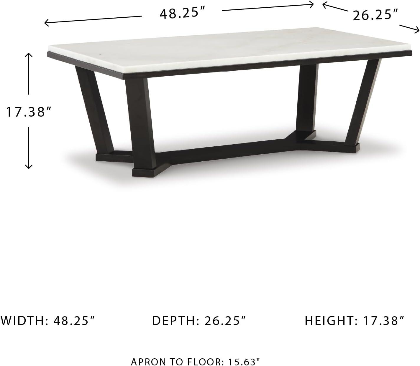 imageSignature Design by Ashley Fostead Contemporary Rectangular Coffee Table with Marble Top White Marble ampamp Dark Brown