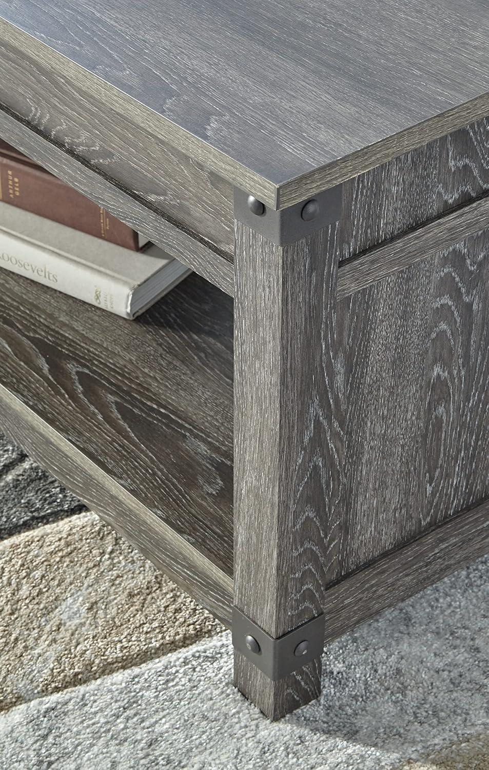 imageSignature Design by Ashley Freedan Rustic Farmhouse Lift Top Coffee Table GrayGrey