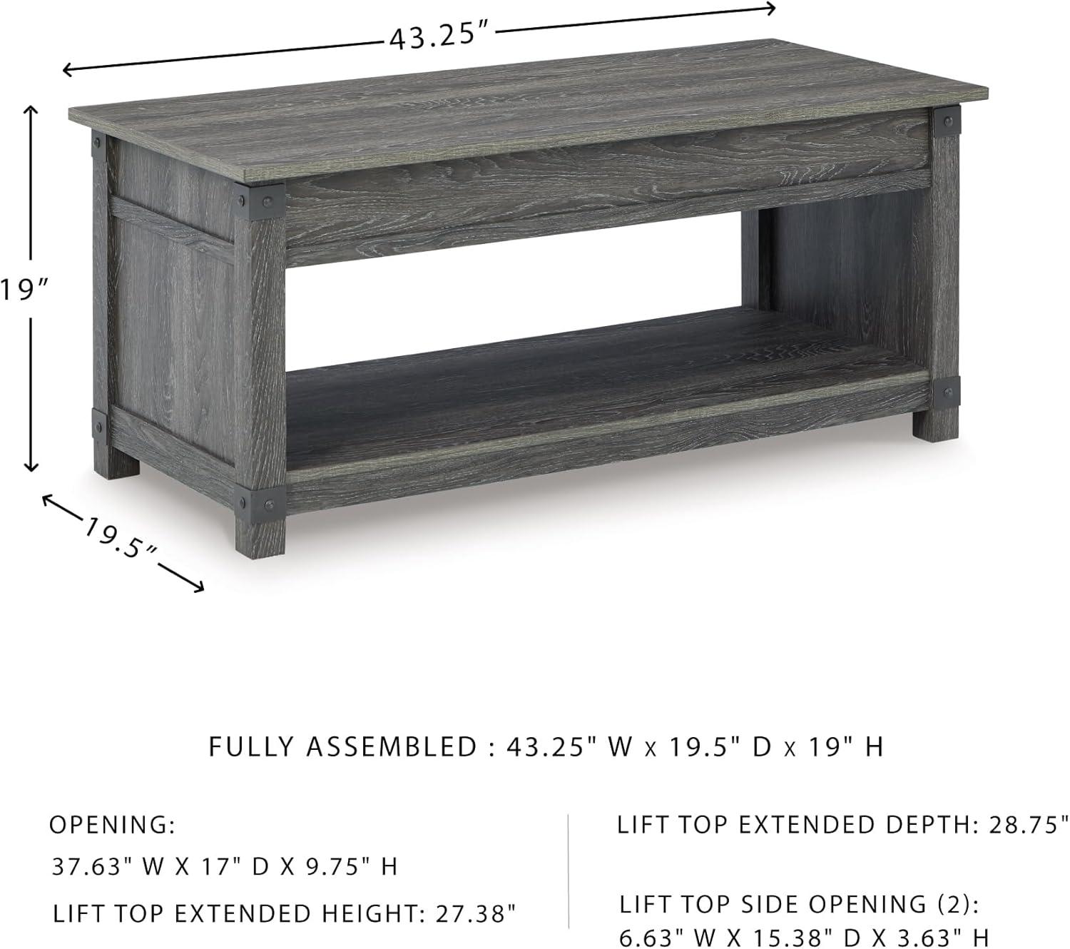 imageSignature Design by Ashley Freedan Rustic Farmhouse Lift Top Coffee Table GrayGrey