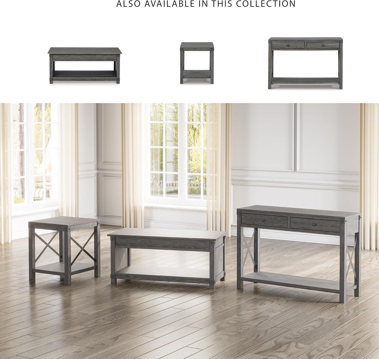 imageSignature Design by Ashley Freedan Rustic Farmhouse Lift Top Coffee Table GrayGrey