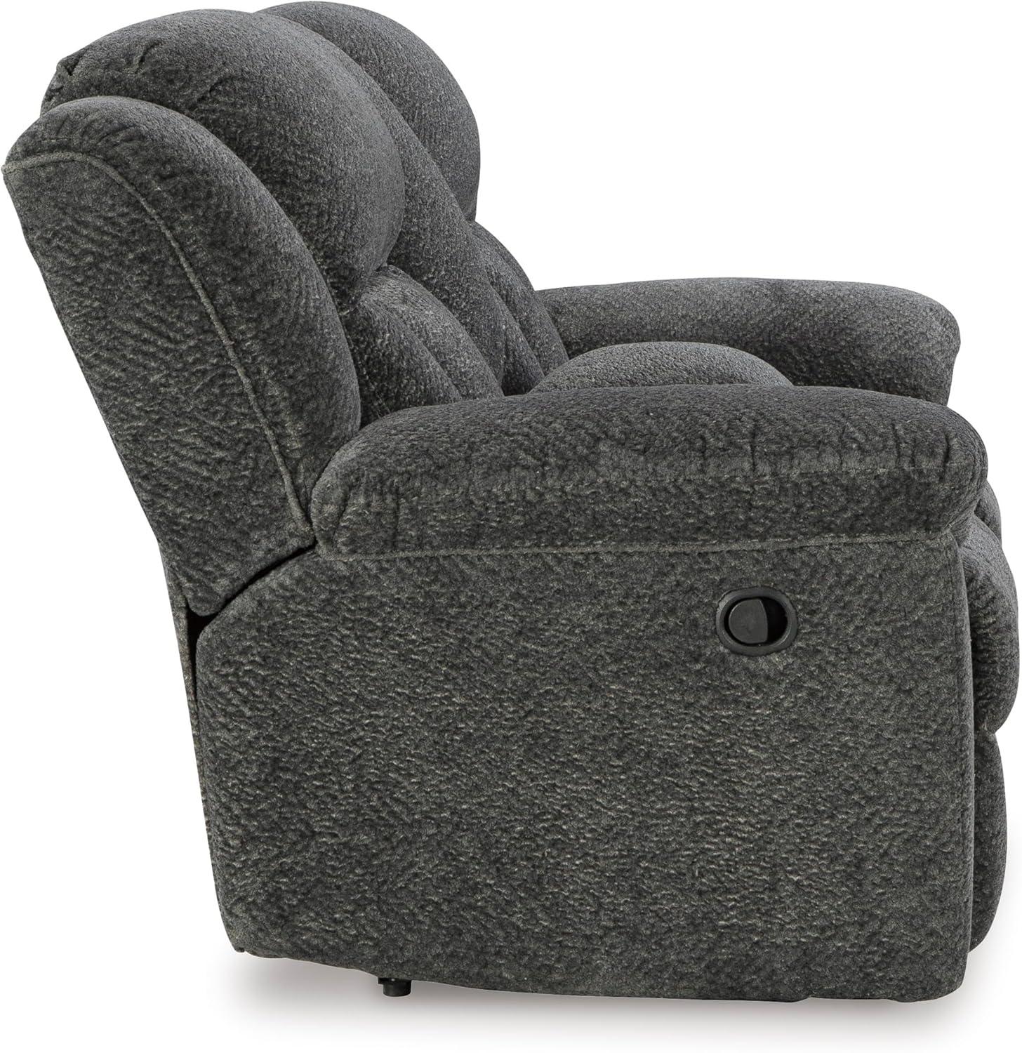 imageSignature Design by Ashley Frohn Contemporary Manual Reclining Loveseat with Console with Console Storage and Cup Holders GrayGrey