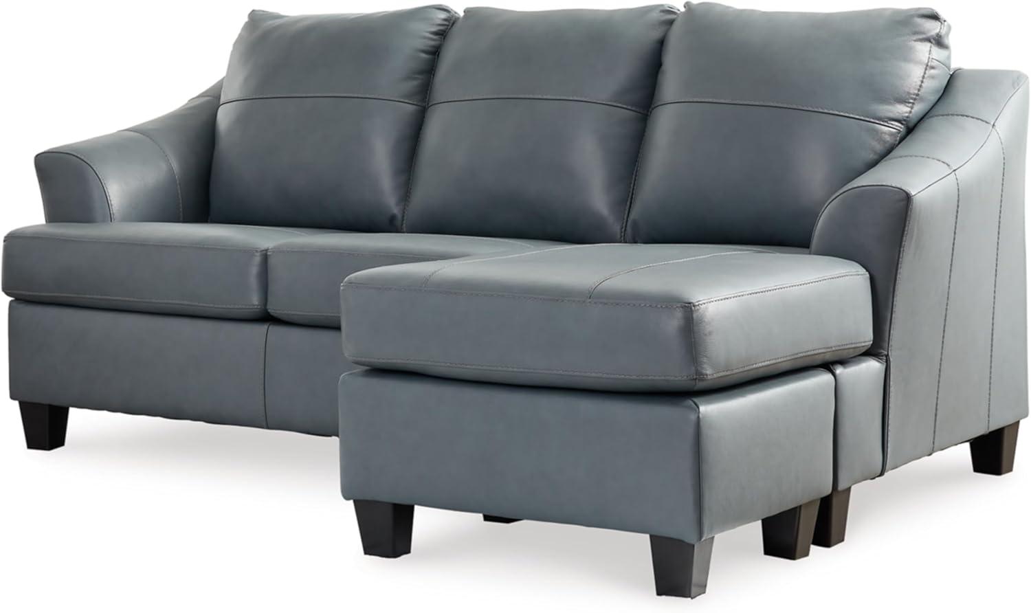 imageSignature Design by Ashley Genoa Modern Leather Sectional Sofa Couch with Chaise Lounge BlueBlue