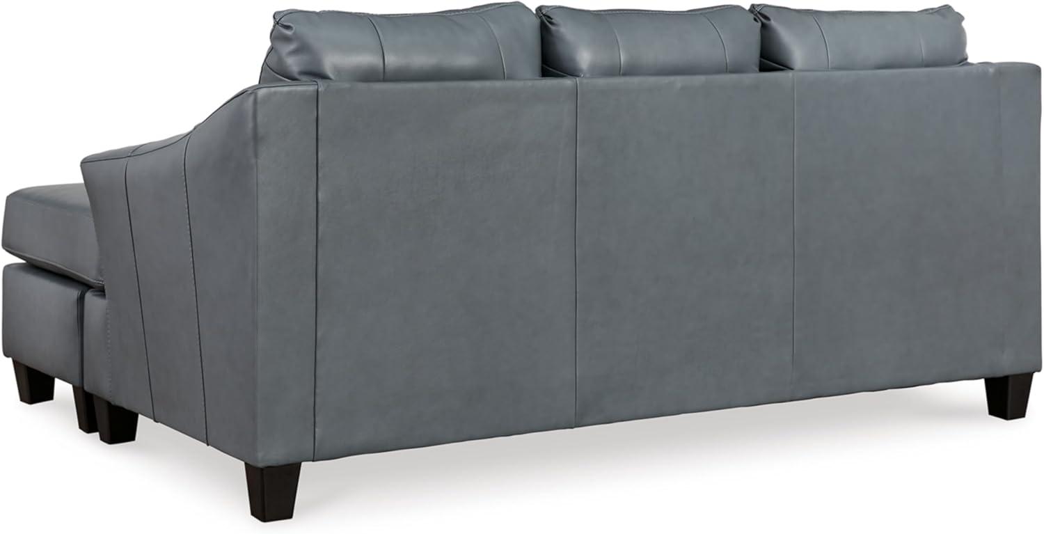 imageSignature Design by Ashley Genoa Modern Leather Sectional Sofa Couch with Chaise Lounge BlueBlue
