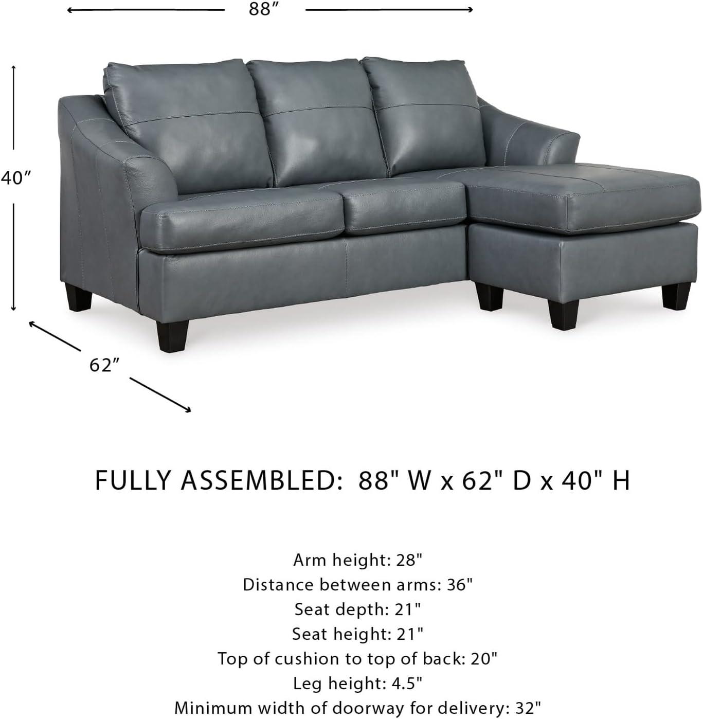 imageSignature Design by Ashley Genoa Modern Leather Sectional Sofa Couch with Chaise Lounge BlueBlue
