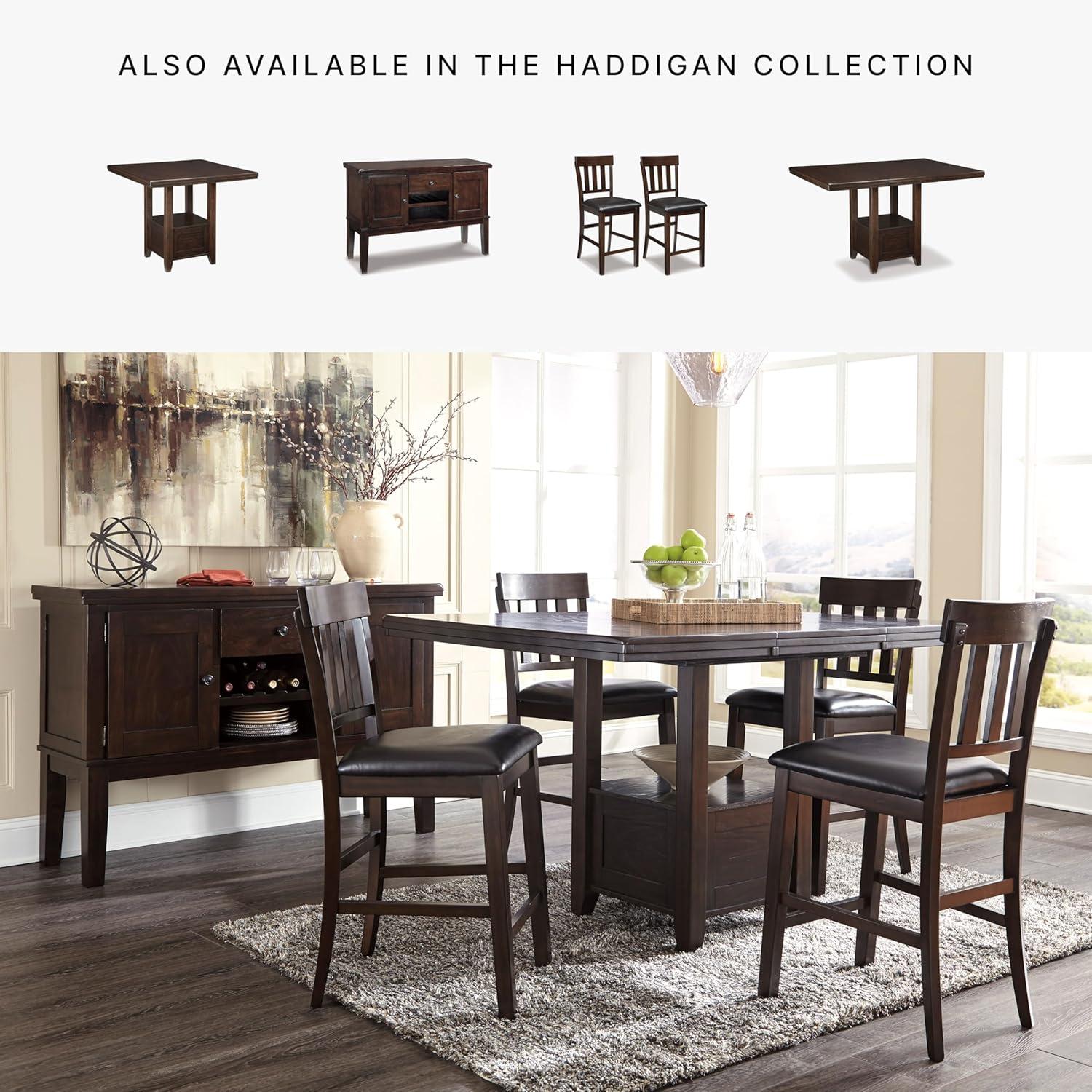 imageSignature Design by Ashley Haddigan Upholstered Barstool 2 Count Slat Back Design Cushioned Seat Wood 255quot H Dark BrownDark Brown