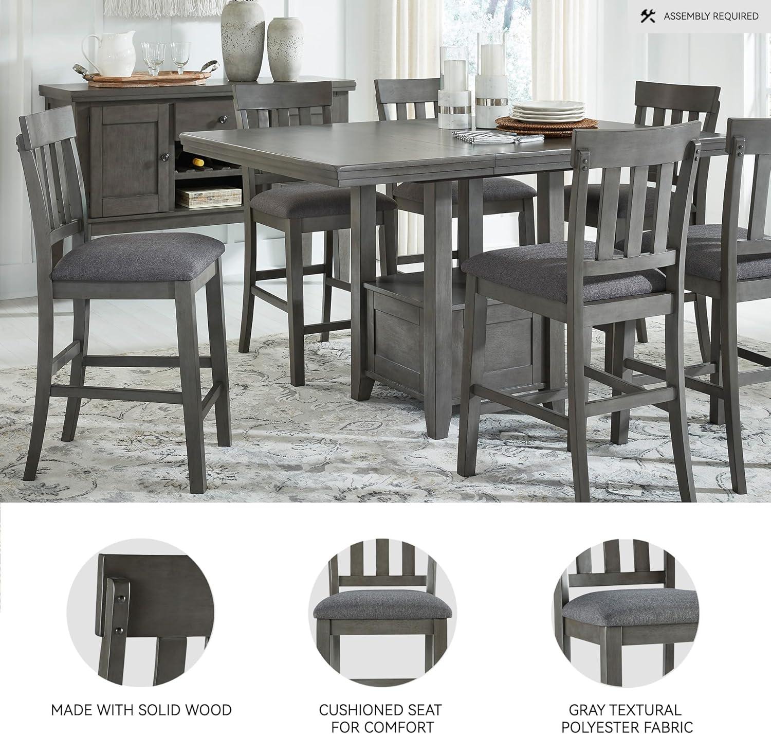 imageSignature Design by Ashley Haddigan Upholstered Barstool 2 Count Slat Back Design Cushioned Seat Wood 255quot H Dark BrownGrey