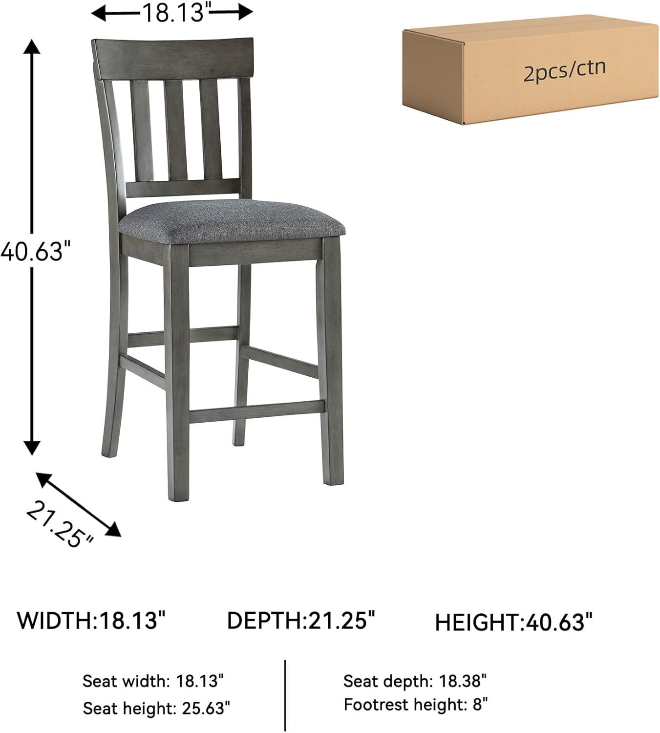 imageSignature Design by Ashley Haddigan Upholstered Barstool 2 Count Slat Back Design Cushioned Seat Wood 255quot H Dark BrownGrey