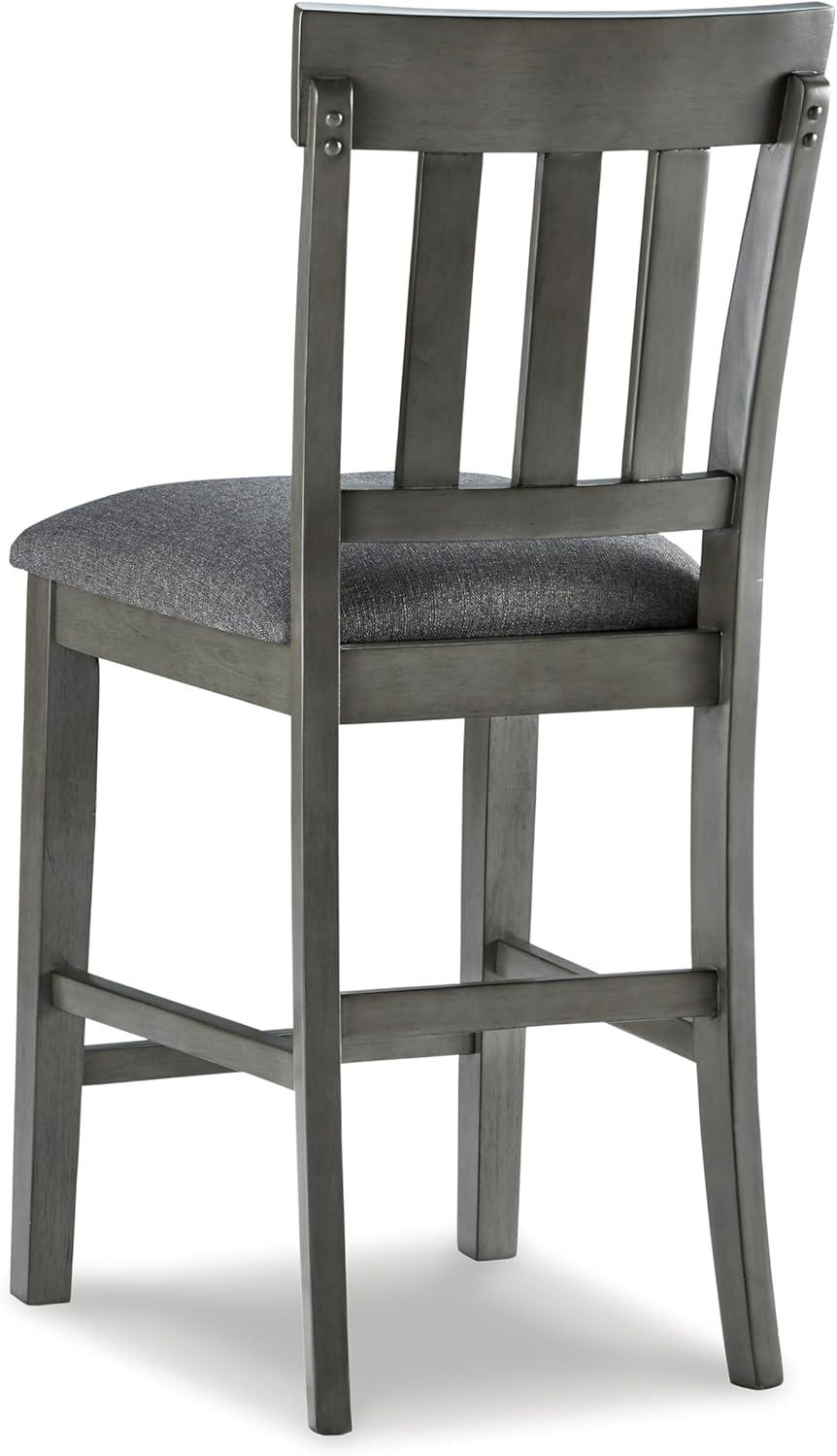 imageSignature Design by Ashley Haddigan Upholstered Barstool 2 Count Slat Back Design Cushioned Seat Wood 255quot H Dark BrownGrey