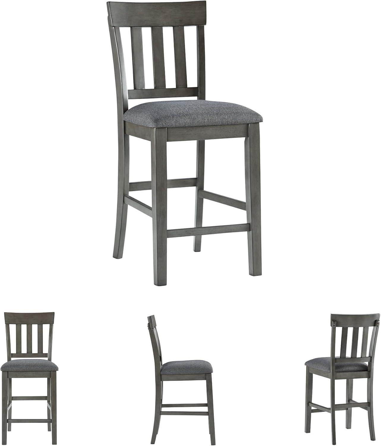 imageSignature Design by Ashley Haddigan Upholstered Barstool 2 Count Slat Back Design Cushioned Seat Wood 255quot H Dark BrownGrey