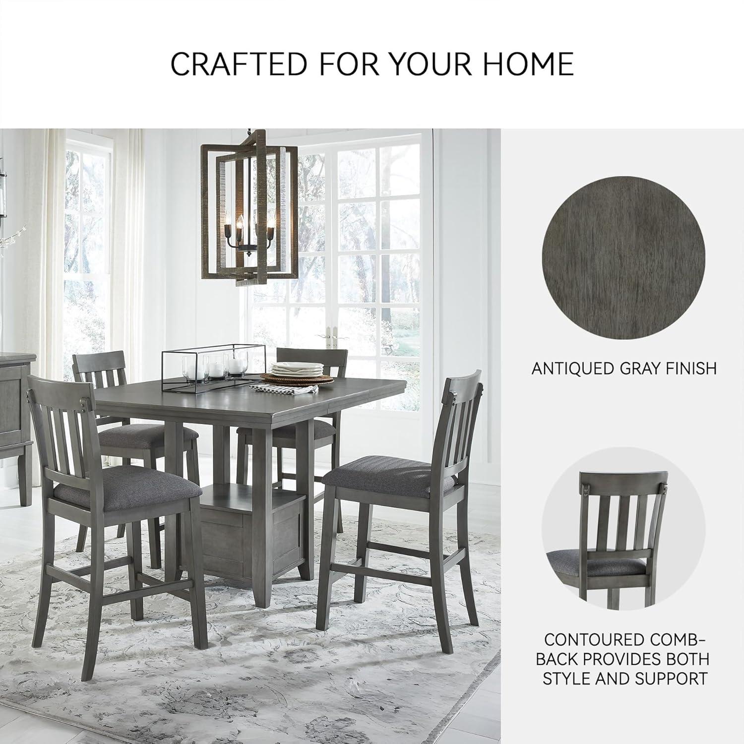 imageSignature Design by Ashley Haddigan Upholstered Barstool 2 Count Slat Back Design Cushioned Seat Wood 255quot H Dark BrownGrey