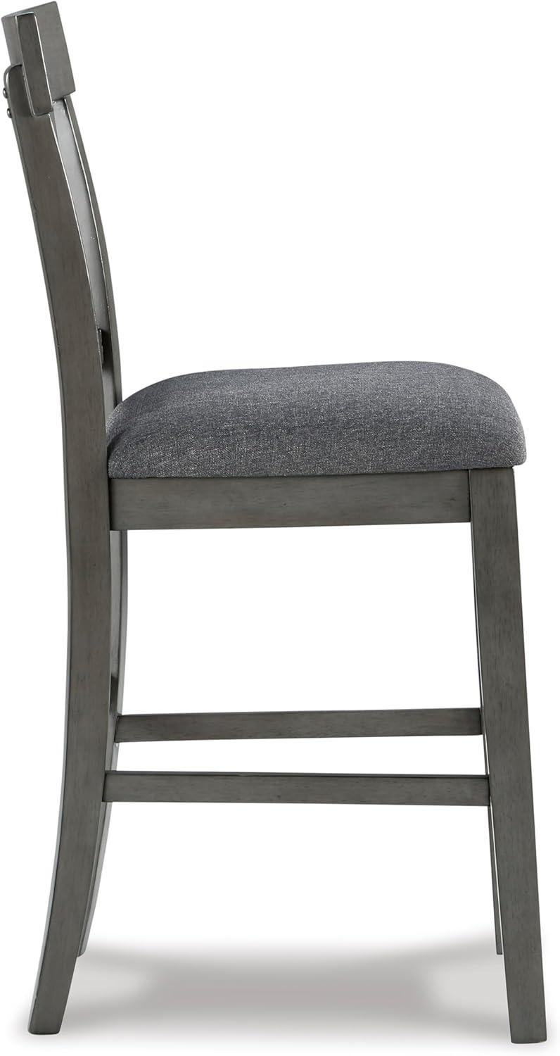 imageSignature Design by Ashley Haddigan Upholstered Barstool 2 Count Slat Back Design Cushioned Seat Wood 255quot H Dark BrownGrey