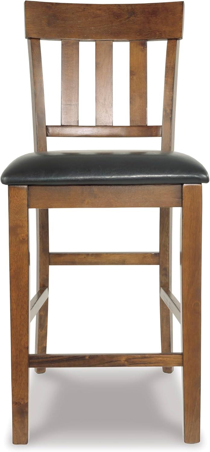 imageSignature Design by Ashley Haddigan Upholstered Barstool 2 Count Slat Back Design Cushioned Seat Wood 255quot H Dark BrownLight Brown