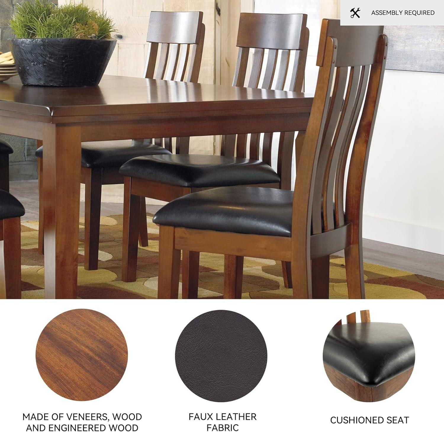 imageSignature Design by Ashley Hallanden Contemporary Dining Upholstered Side Chair Set of 2 Armless Comb Back Design Wood Frame GrayLight Brown