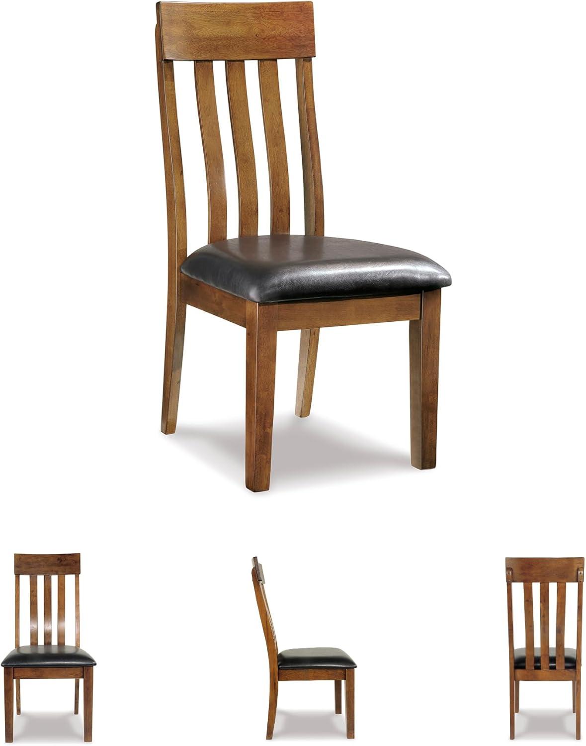 imageSignature Design by Ashley Hallanden Contemporary Dining Upholstered Side Chair Set of 2 Armless Comb Back Design Wood Frame GrayLight Brown