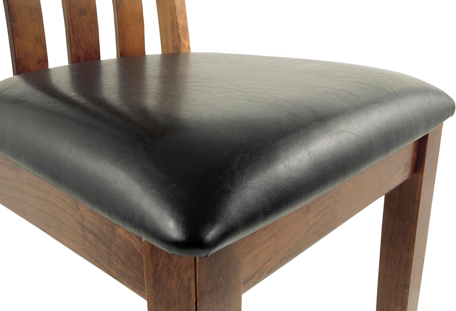 imageSignature Design by Ashley Hallanden Contemporary Dining Upholstered Side Chair Set of 2 Armless Comb Back Design Wood Frame GrayLight Brown