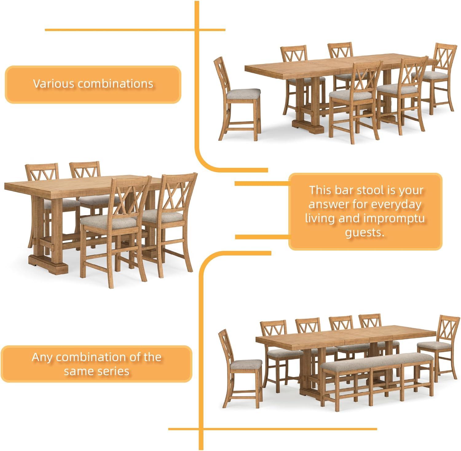 imageSignature Design by Ashley Havonplane Rustic Armless 2563quot Counter Height Upholstered Bar Stool with Foot Rest Set of 2 Light Brown ampamp Light Gray