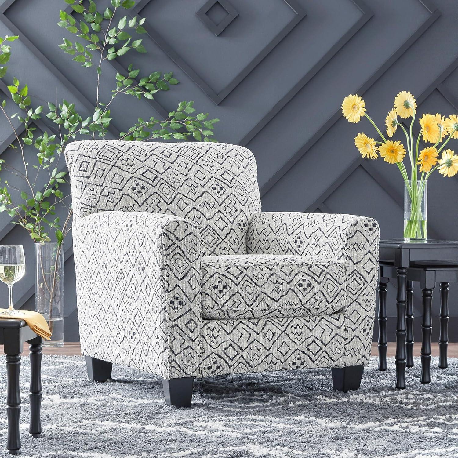 imageSignature Design by Ashley Hayesdale Modern Accent Chair with Removable Cushions and Tapered Legs Black ampamp GrayBlack Gray