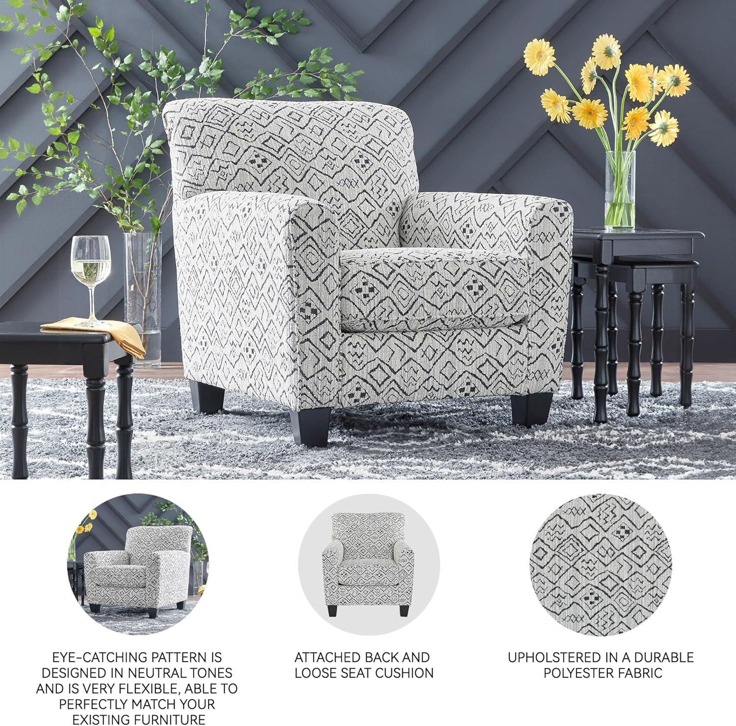 imageSignature Design by Ashley Hayesdale Modern Accent Chair with Removable Cushions and Tapered Legs Black ampamp GrayBlack Gray