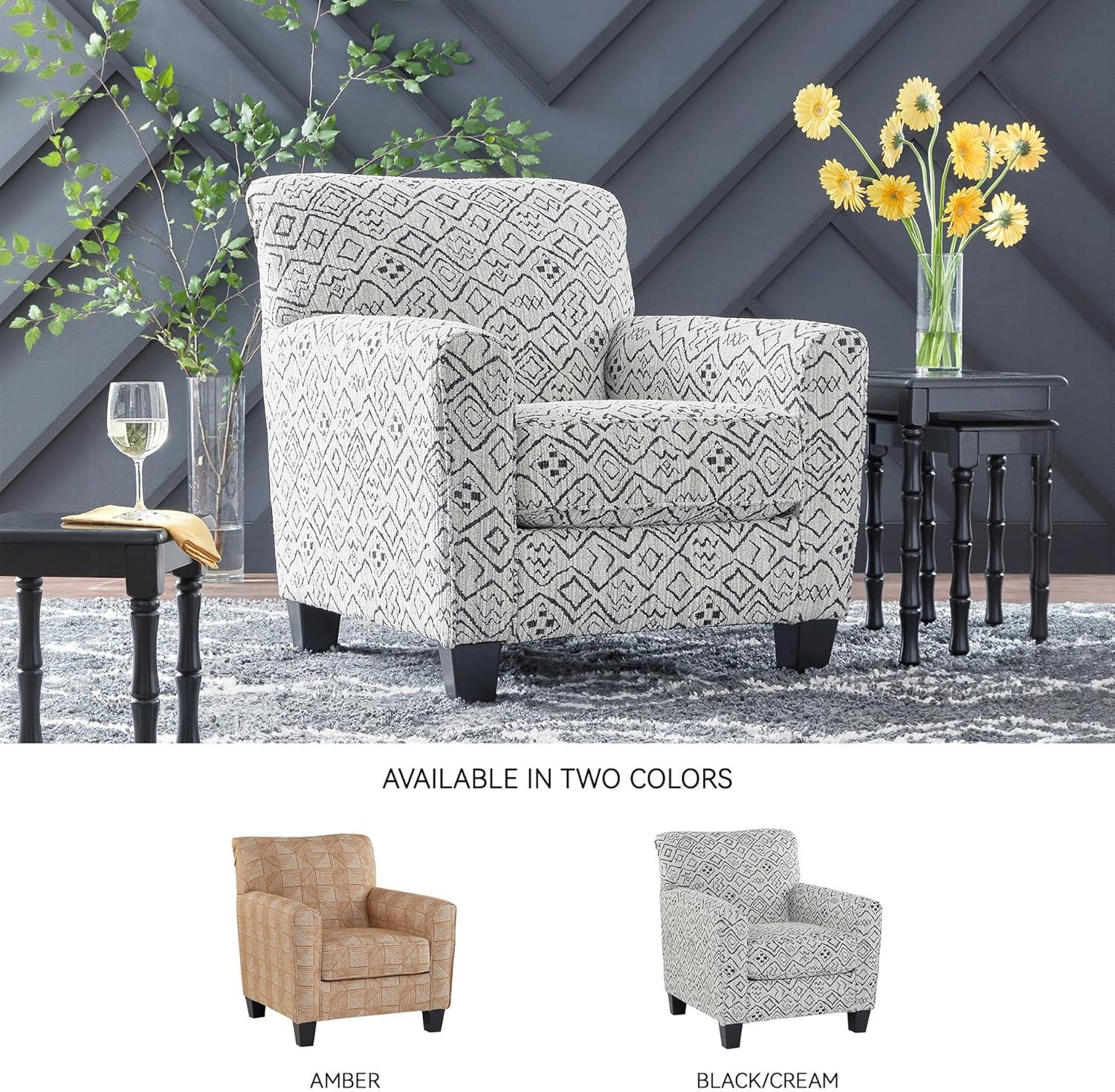 imageSignature Design by Ashley Hayesdale Modern Accent Chair with Removable Cushions and Tapered Legs Black ampamp GrayBlack Gray