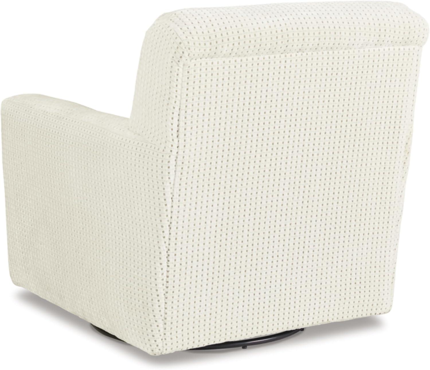 imageSignature Design by Ashley Herstow Casual Polka Dot Upholstered Swivel Glider Accent Chair White ampamp BeigeWhite Beige